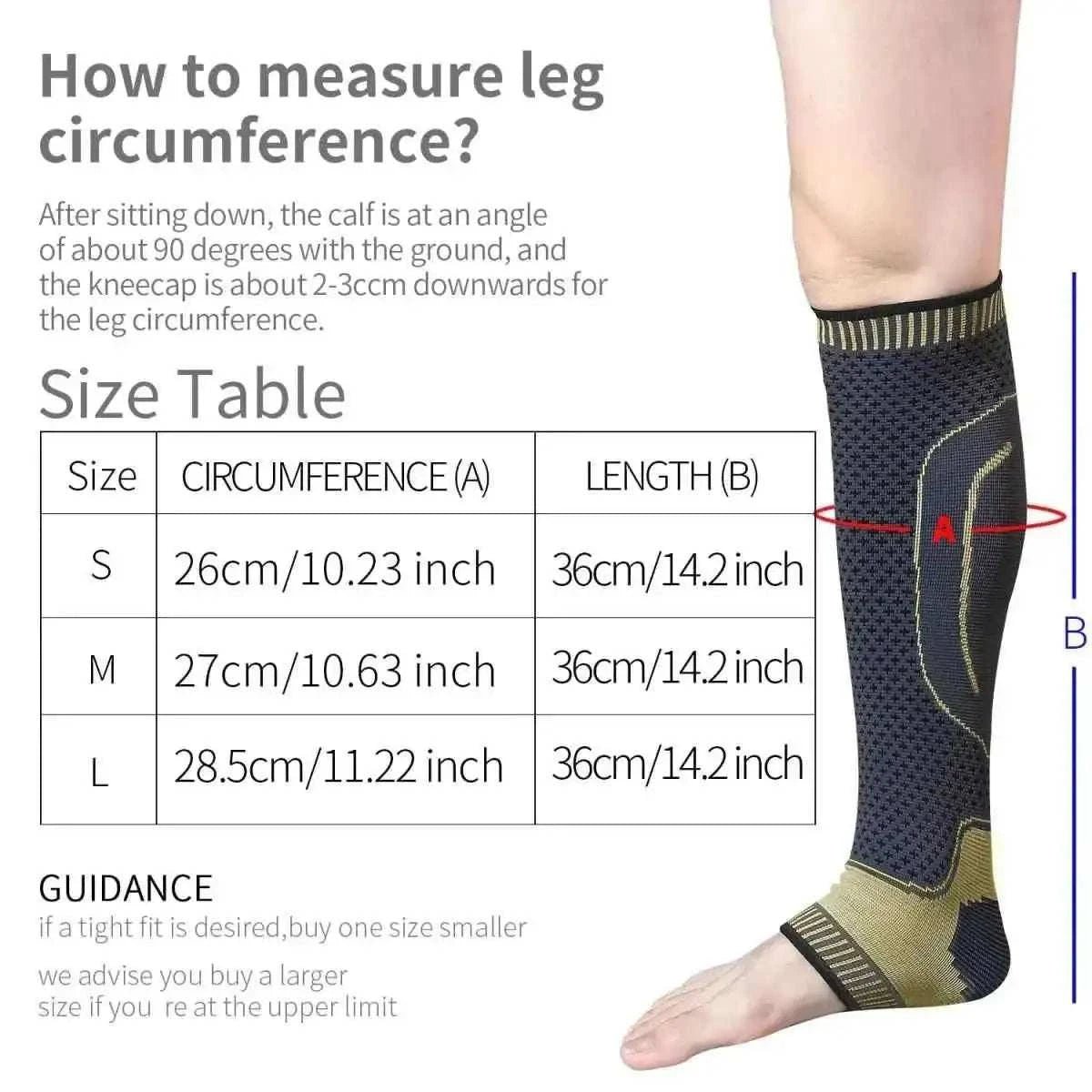 Premium Ankle Compression Sleeves Ankle Calf Compression Sleeve Copper-gold-Size M